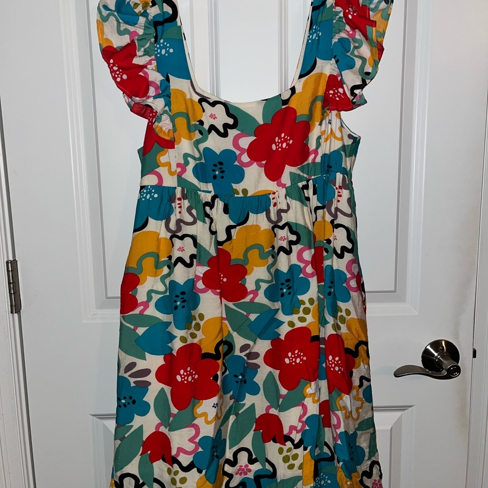 Floral Womens Babydoll Dress with Ruffled Sleeves